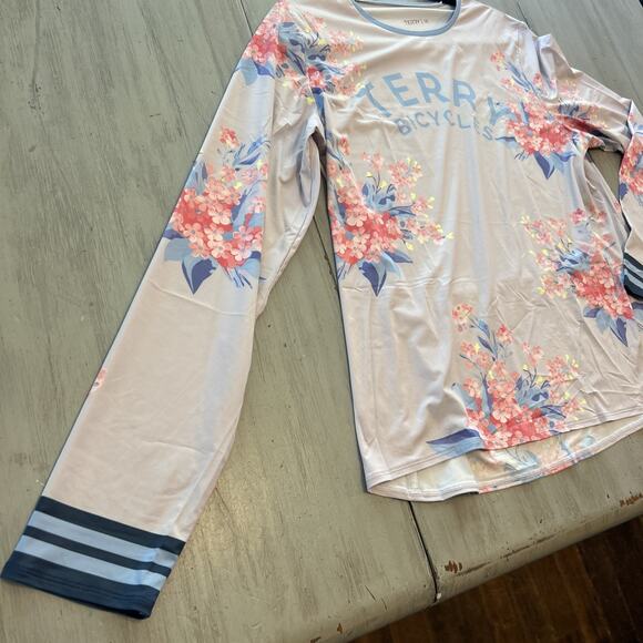 Terry Precision Soleil Flow Blue Pink Bicycle Logo Cycling Shirt Womens Sz 1X - Picture 2 of 9